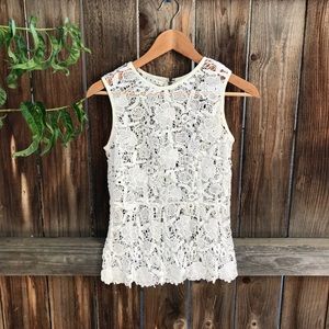 Cabi lace white top short sleeve like new size XS